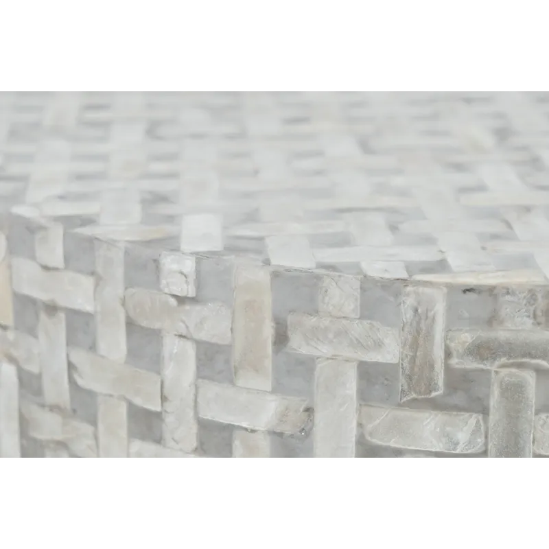 Global Archive Round Terrazzo Handcrafted Capiz Shell Accent Table