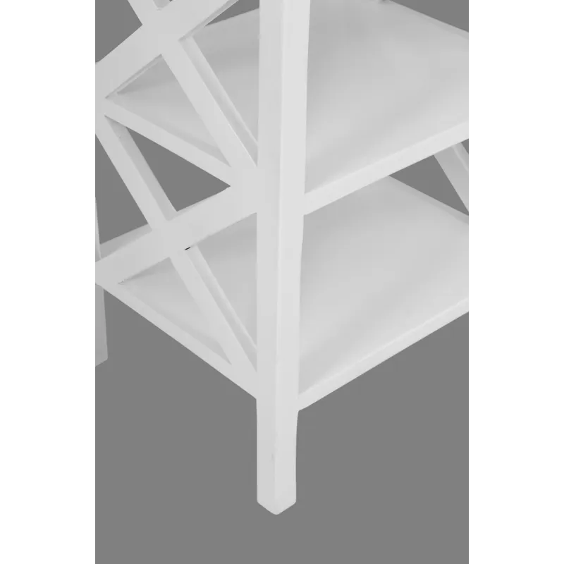 Global Archive Solid Wood Rustic Modern X-Side Accent Bookcase With Two Shelves