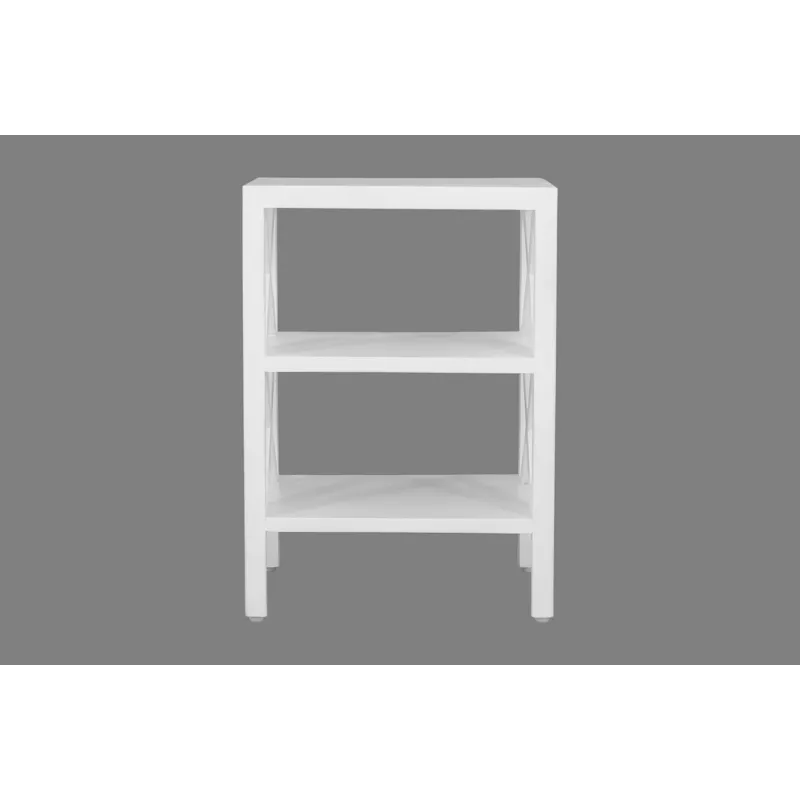 Global Archive Solid Wood Rustic Modern X-Side Accent Bookcase With Two Shelves