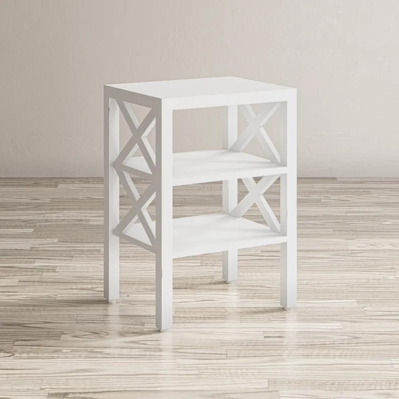 Global Archive Solid Wood Rustic Modern X-Side Accent Bookcase With Two Shelves