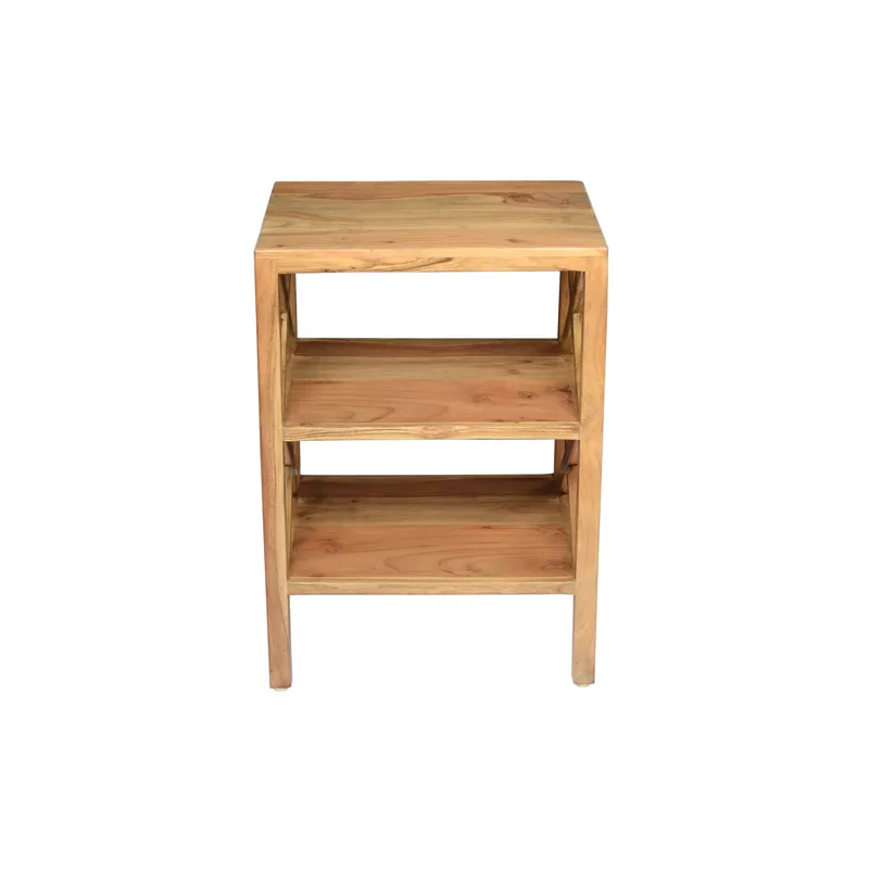 Global Archive Solid Wood Rustic Modern X-Side Accent Bookcase With Two Shelves