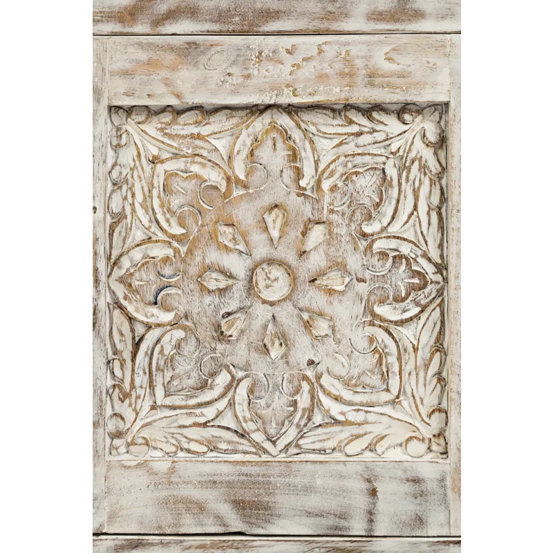 Global Archive Hand Carved Mango Wood Accent Table