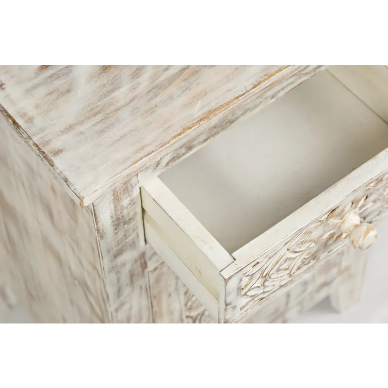 Global Archive Hand Carved Mango Wood Accent Table