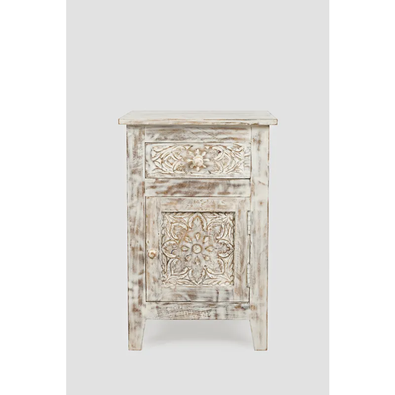 Global Archive Hand Carved Mango Wood Accent Table