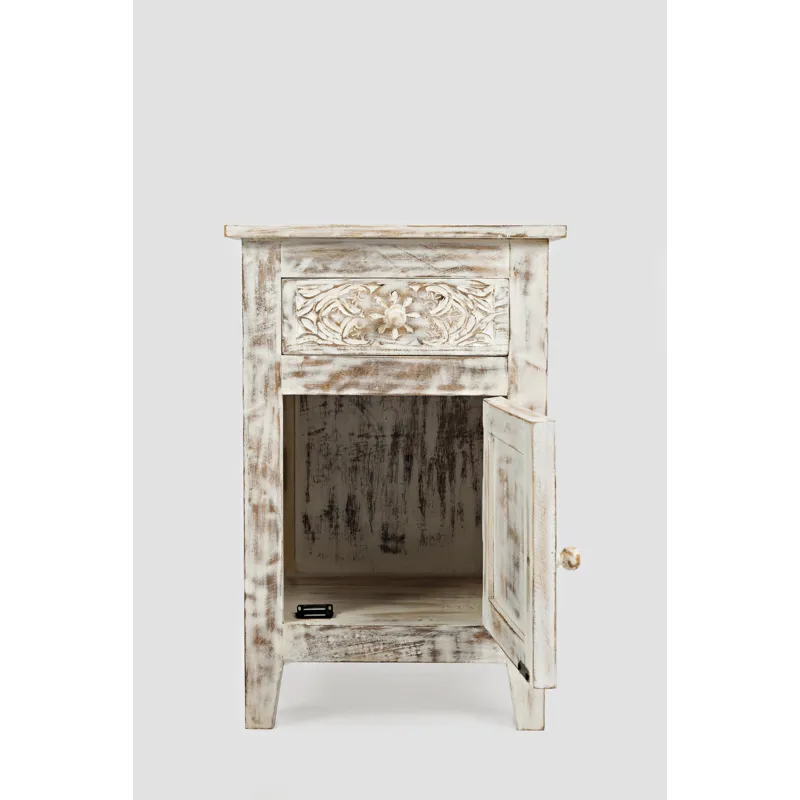 Global Archive Hand Carved Mango Wood Accent Table