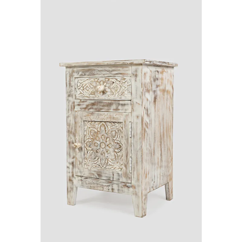 Global Archive Hand Carved Mango Wood Accent Table