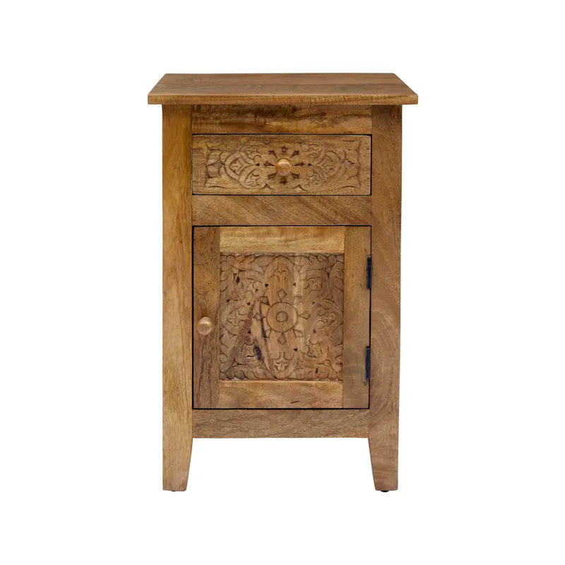 Global Archive Hand Carved Mango Wood Accent Table