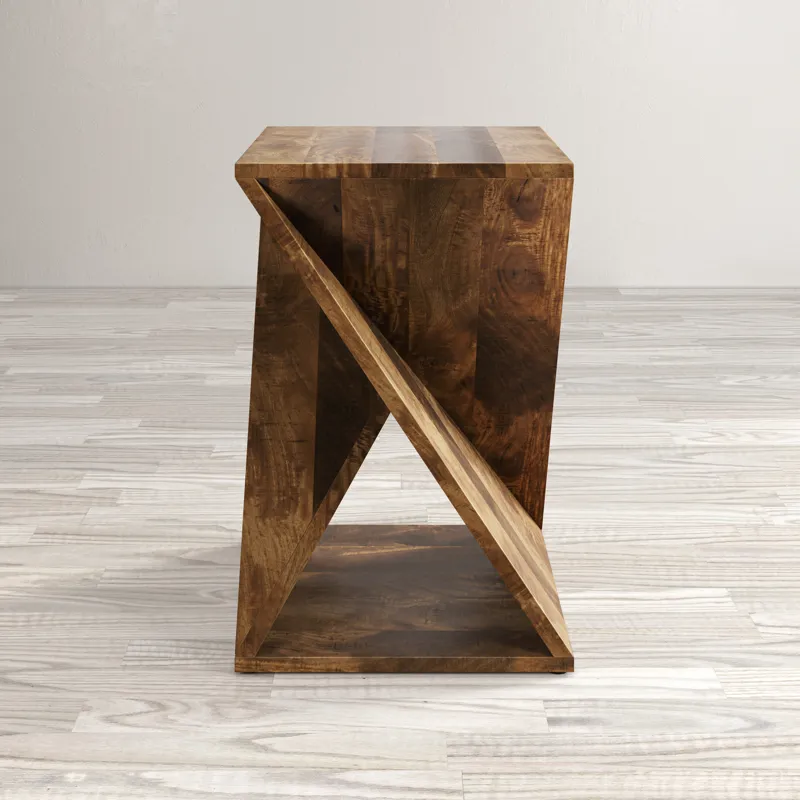 Global Archive Solid Mango Hardwood Modern Angled Jasper Table