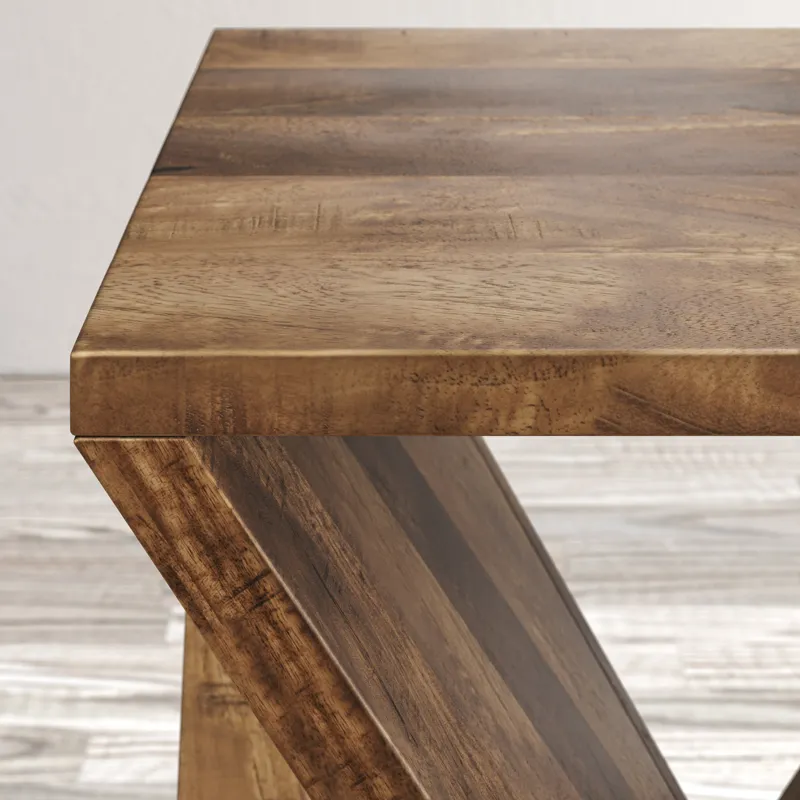 Global Archive Solid Mango Hardwood Modern Angled Jasper Table
