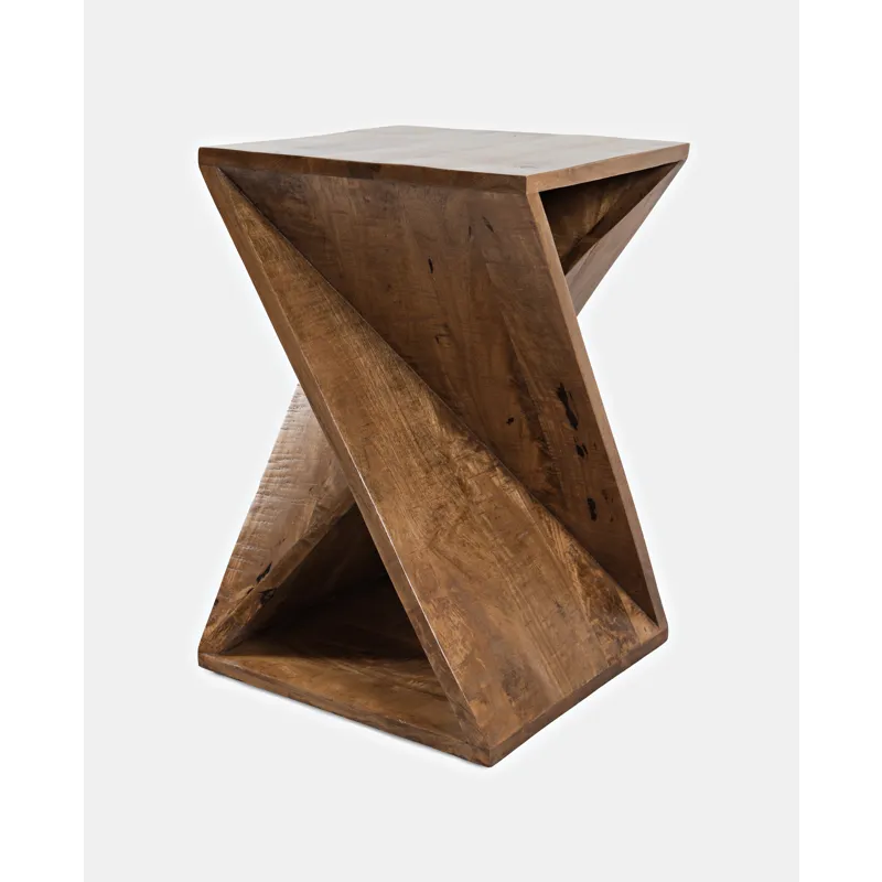 Global Archive Solid Mango Hardwood Modern Angled Jasper Table