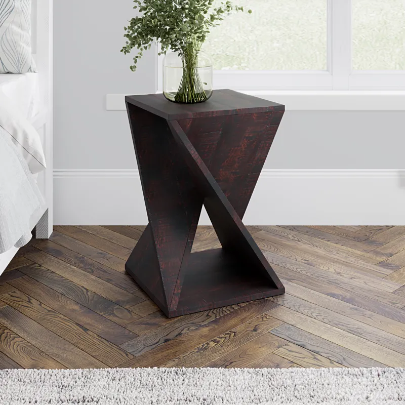 Global Archive Solid Mango Hardwood Modern Angled Jasper Table