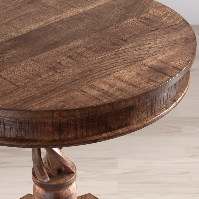 Global Archive Hand Carved Solid Mango Wood Pedestal Table