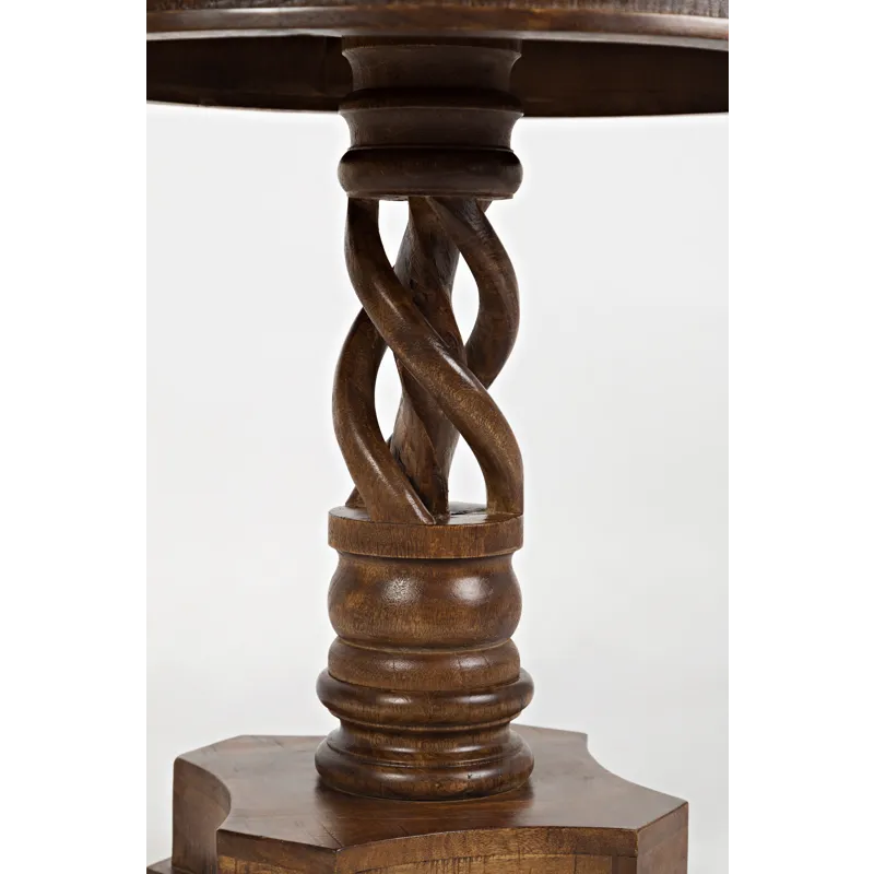 Global Archive Hand Carved Solid Mango Wood Pedestal Table