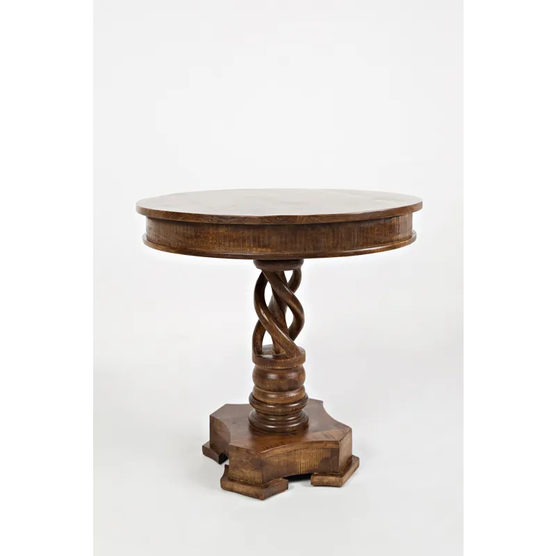 Global Archive Hand Carved Solid Mango Wood Pedestal Table