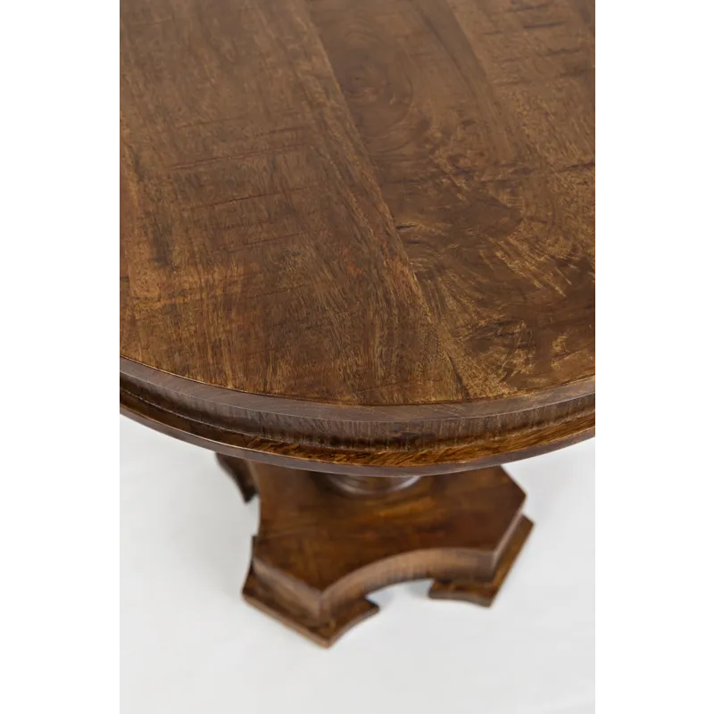 Global Archive Hand Carved Solid Mango Wood Pedestal Table