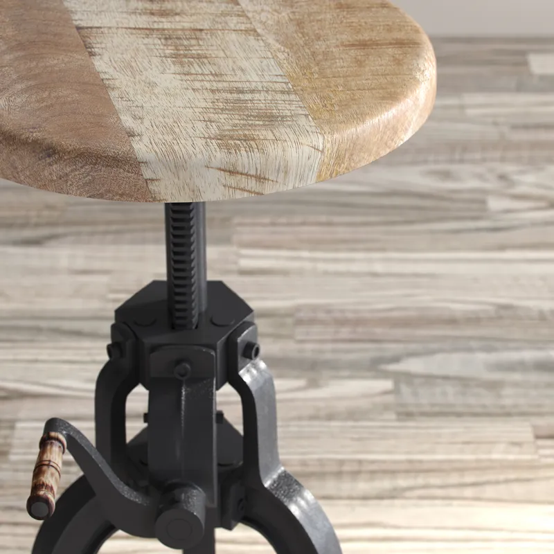 Global Archive Industrial Solid Wood And Iron Crank Table