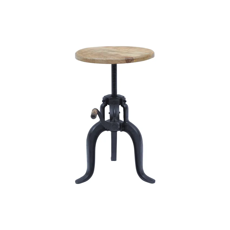 Global Archive Industrial Solid Wood And Iron Crank Table