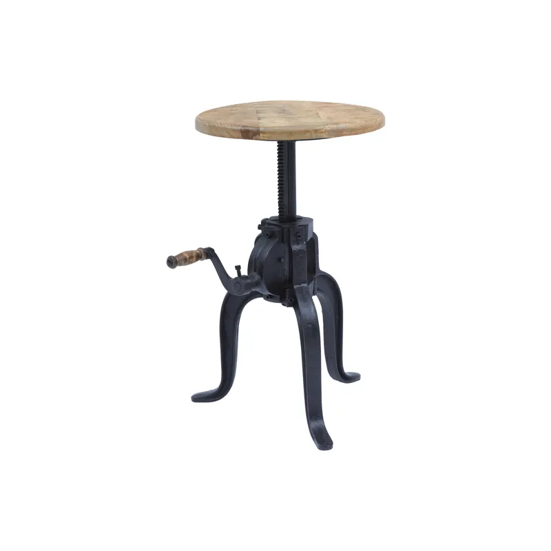 Global Archive Industrial Solid Wood And Iron Crank Table