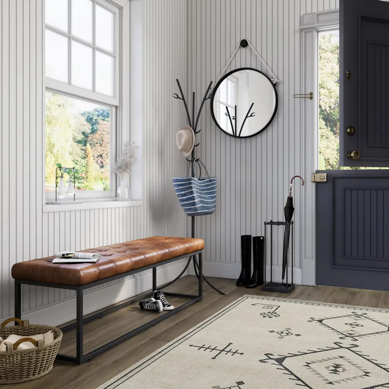 Global Archive 55\" Genuine Distressed Leather Ottoman Bench