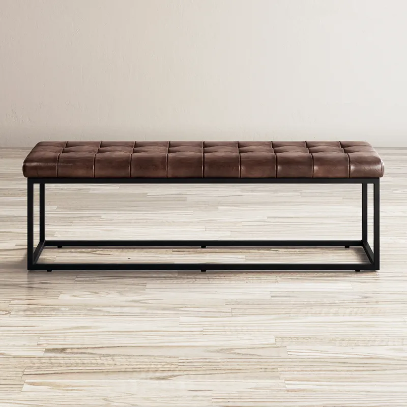 Global Archive 55\" Genuine Distressed Leather Ottoman Bench