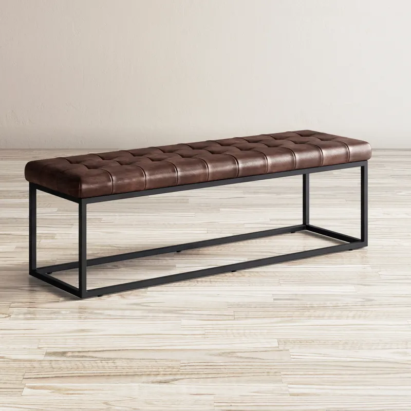 Global Archive 55\" Genuine Distressed Leather Ottoman Bench