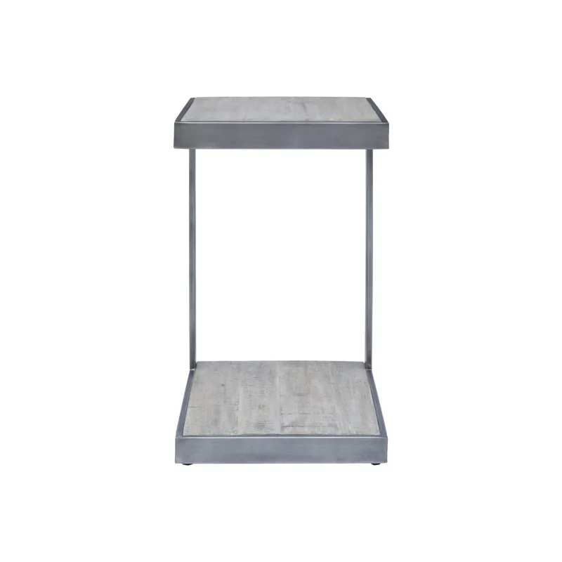 Global Archive Distressed Acacia And Stainless Steel \"c\" Table