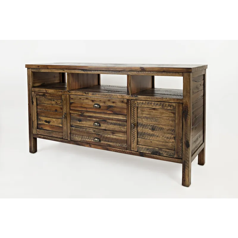 Artisan\'s Craft 60\" Rustic Farmhouse Solid Wood Distressed Media Console TV Stand