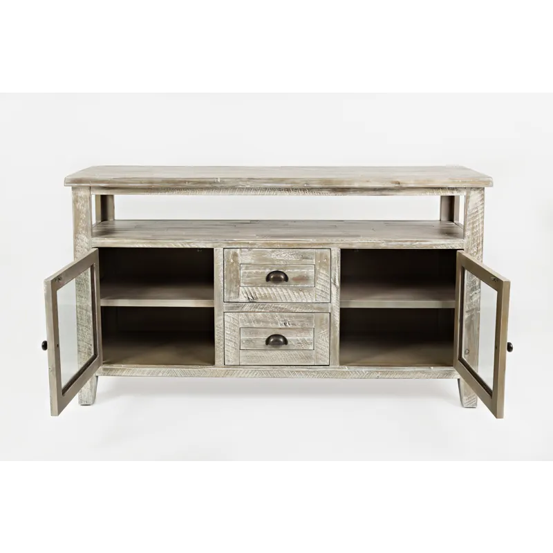 Artisan\'s Craft 70\" Rustic Farmhouse Solid Wood Distressed Media Console TV Stand