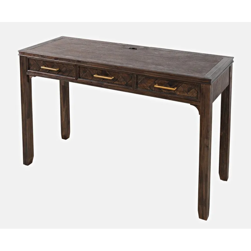 Gramercy Mid-Century Modern Chevron Three Drawer USB Charging Desk