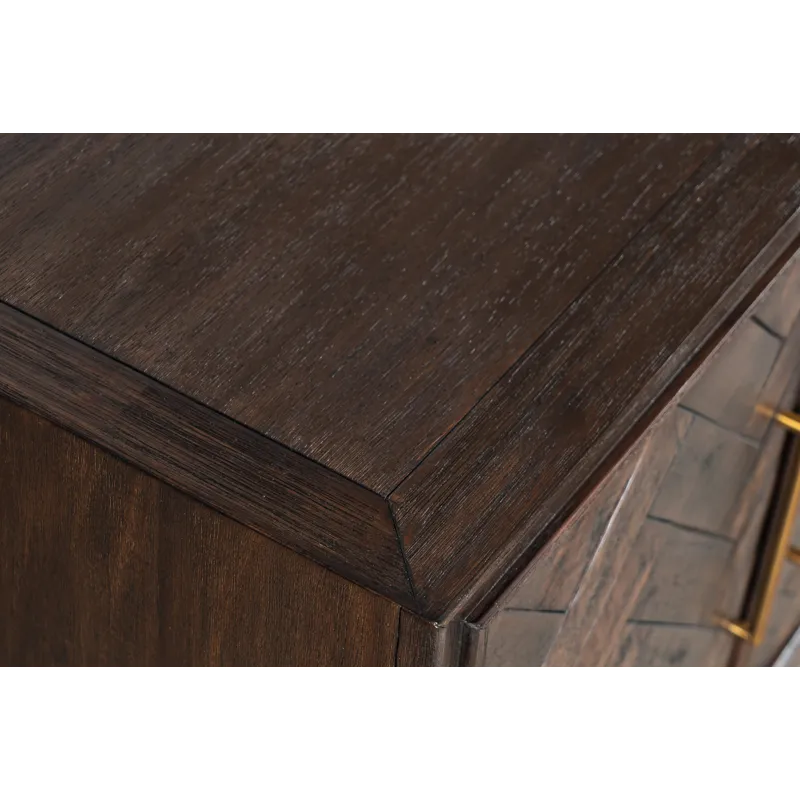 Gramercy Mid-Century Modern Chevron Four Door 79\" Accent Cabinet