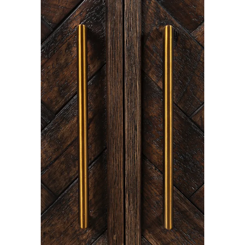 Gramercy Mid-Century Modern Chevron Four Door 79\" Accent Cabinet