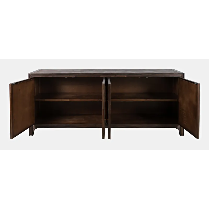 Gramercy Mid-Century Modern Chevron Four Door 79\" Accent Cabinet