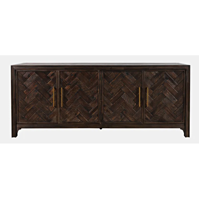 Gramercy Mid-Century Modern Chevron Four Door 79\" Accent Cabinet
