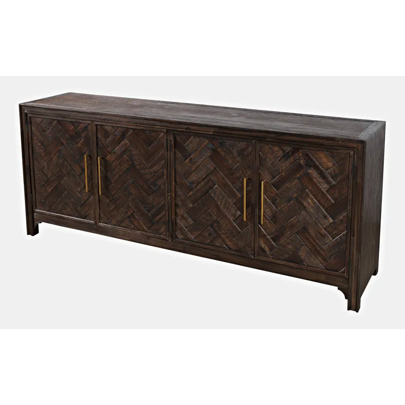 Gramercy Mid-Century Modern Chevron Four Door 79\" Accent Cabinet