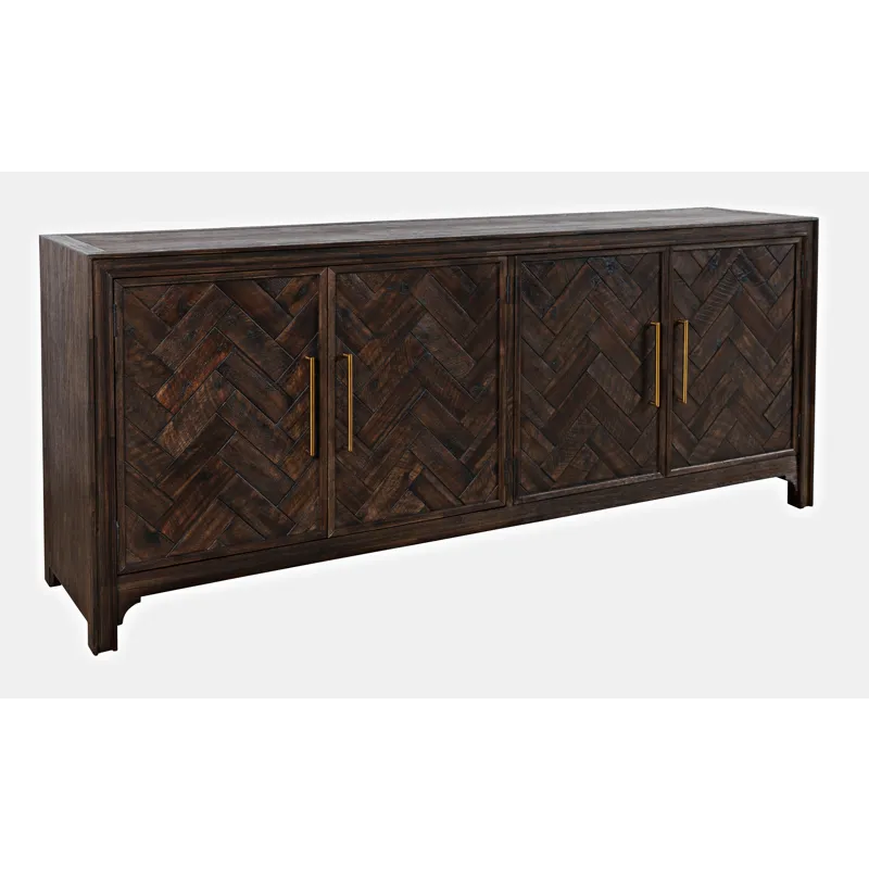 Gramercy Mid-Century Modern Chevron Four Door 79\" Accent Cabinet