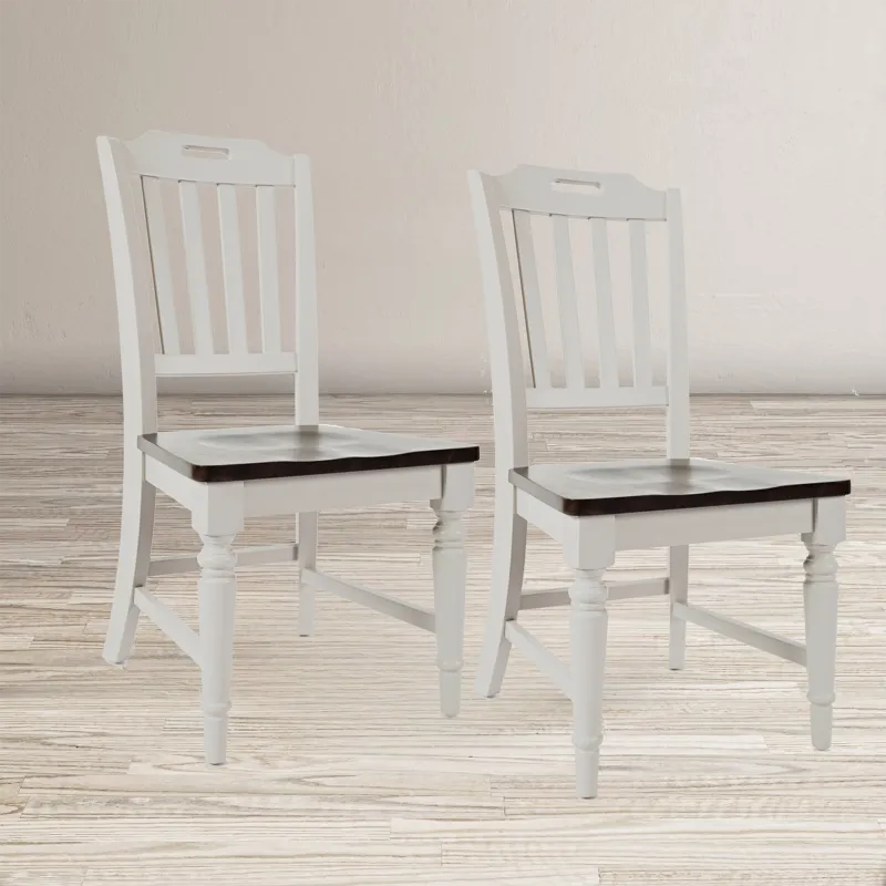 Orchard Park Farmhouse Solid Rubberwood Slatback Chair(Set Of 2)