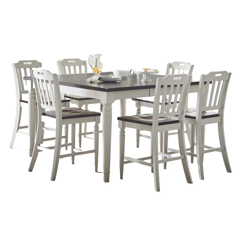 Orchard Park Solid Rubberwood 60\" Seven-Piece Farmhouse Counter Height Dining Set