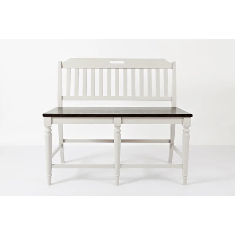 Orchard Park Farmhouse Solid Rubberwood 48\" Slatback Counter Height Bench