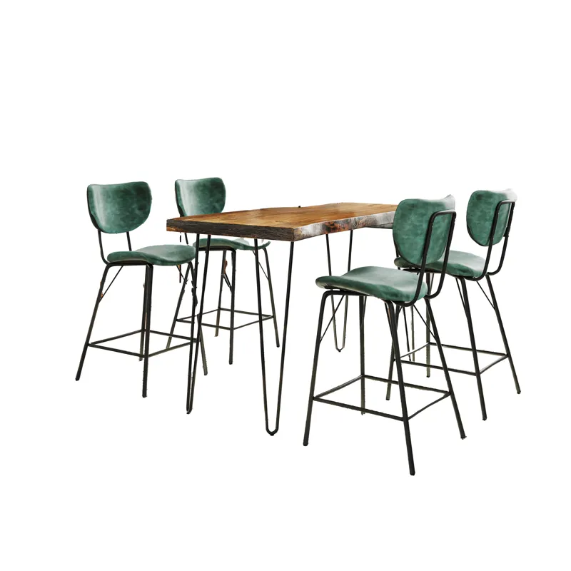 Nature\'s Edge Solid Acacia Five Piece Counter Height Dining Set With Modern Upholstered Faux Leathe