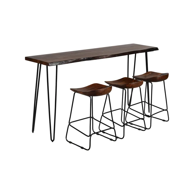 Nature\'s Edge Solid Acacia Four Piece 72\" Counter Height Dining Set