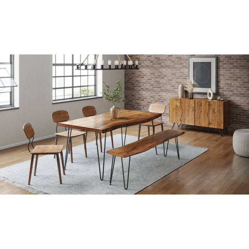Nature\'s Edge Solid Acacia 79\" Modern Live Edge Dining Table
