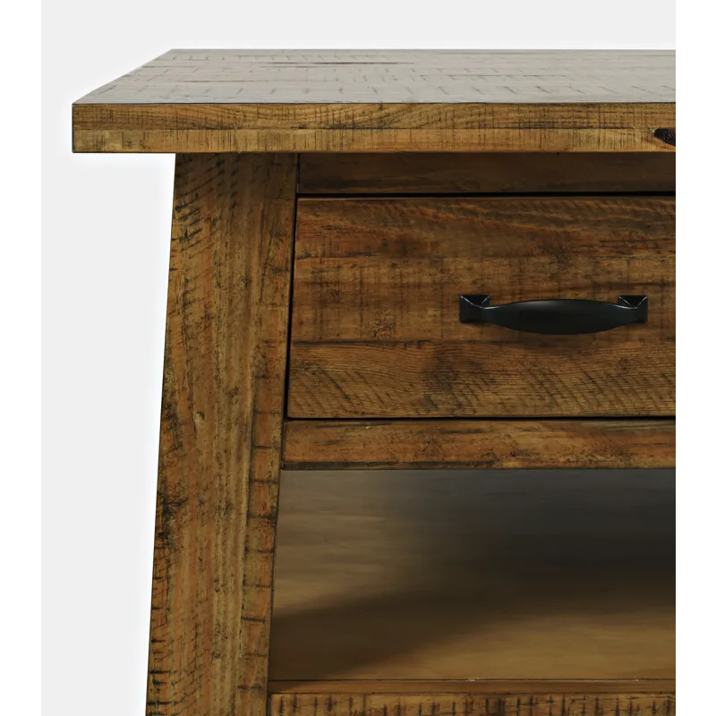 Telluride Rustic Farmhouse Solid Wood 50\" Coffee Table With Caster Wheels And Pull-Through Drawers
