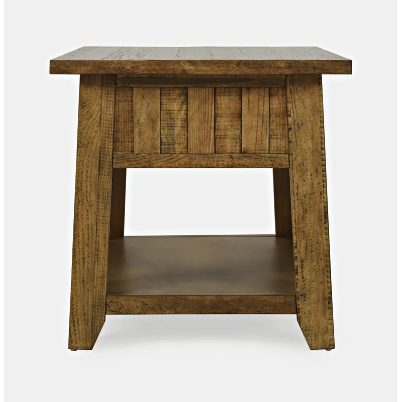 Telluride Rustic Farmhouse Solid Wood End Table With Storage