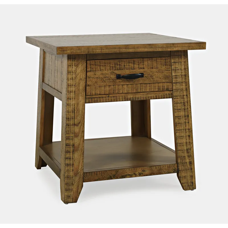 Telluride Rustic Farmhouse Solid Wood End Table With Storage