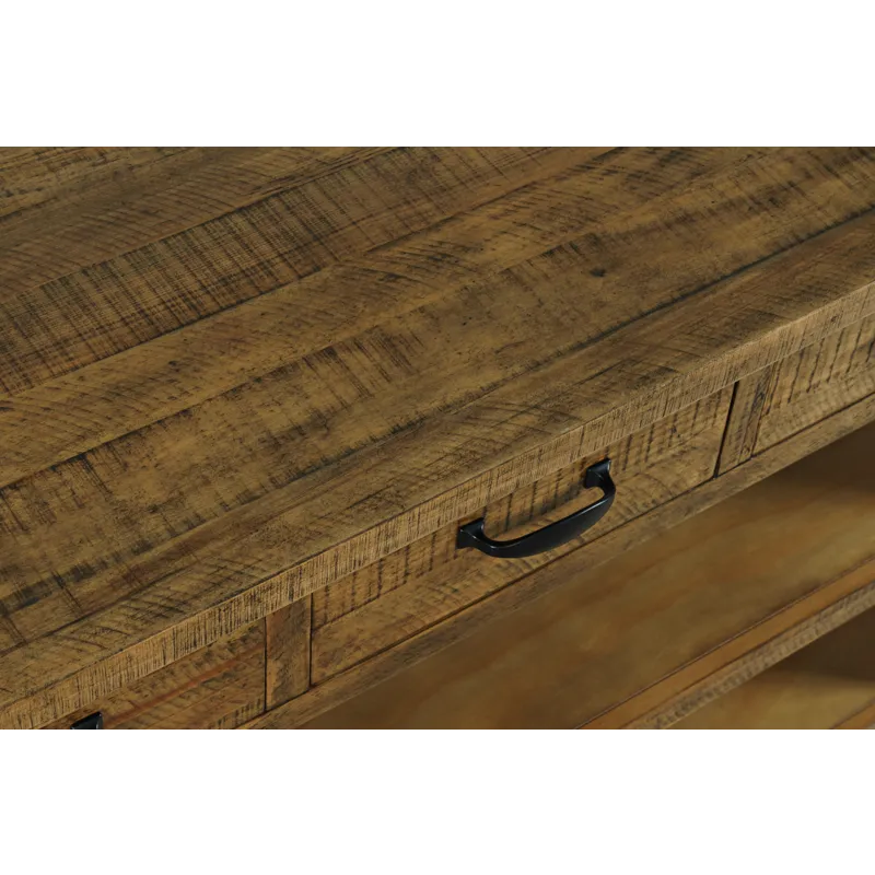 Telluride Rustic Farmhouse Solid Wood 50\" Sofa Table With Drawers And Two Shelves