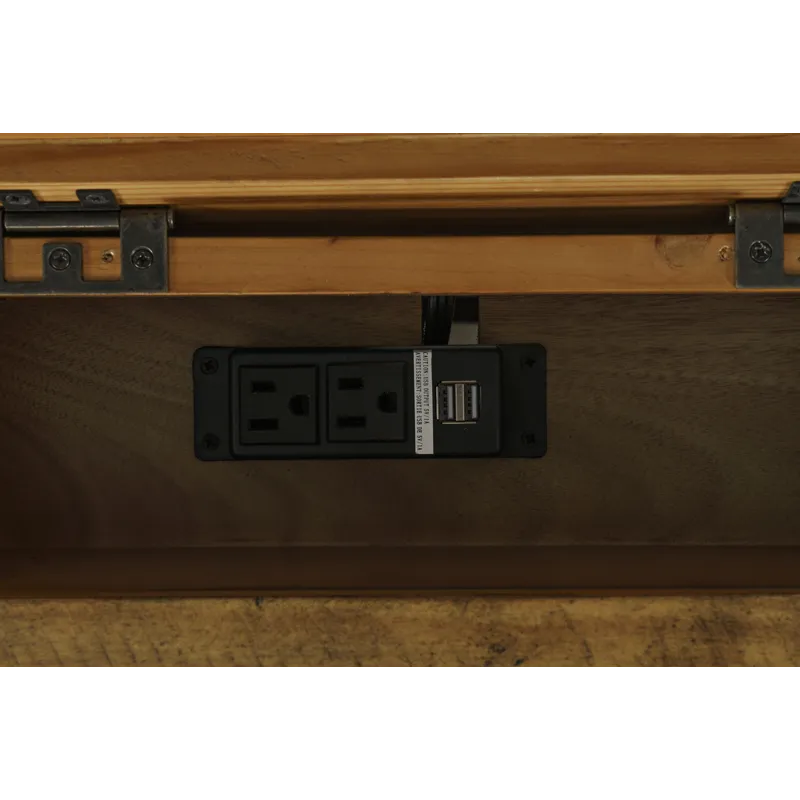 Telluride Rustic Farmhouse Solid Wood USB Charging Chairside End Table