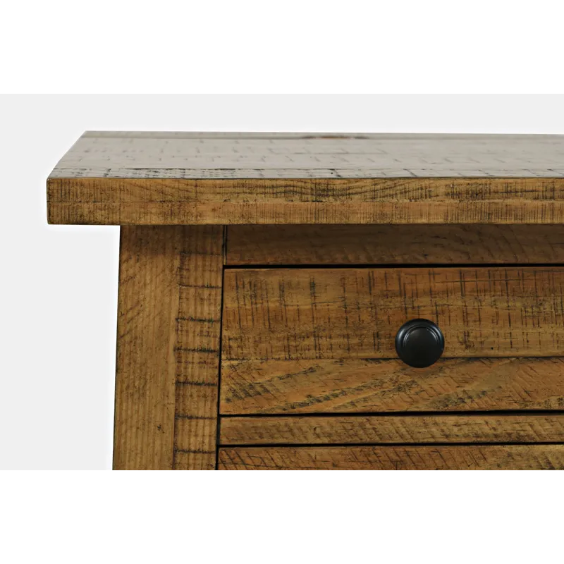 Telluride Rustic Farmhouse Solid Wood USB Charging Chairside End Table