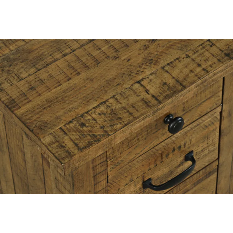 Telluride Rustic Farmhouse Solid Wood USB Charging Chairside End Table