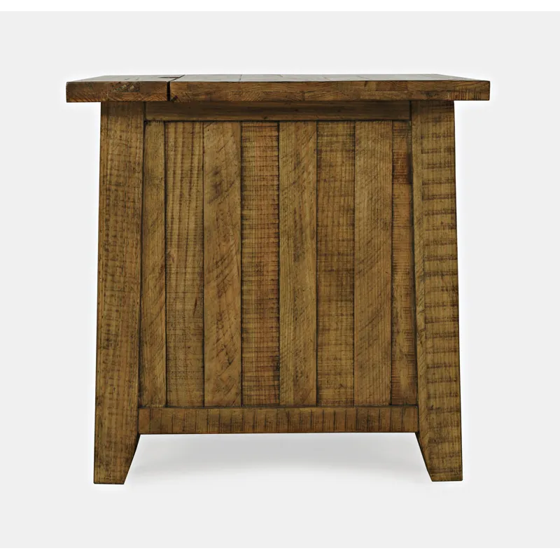 Telluride Rustic Farmhouse Solid Wood USB Charging Chairside End Table
