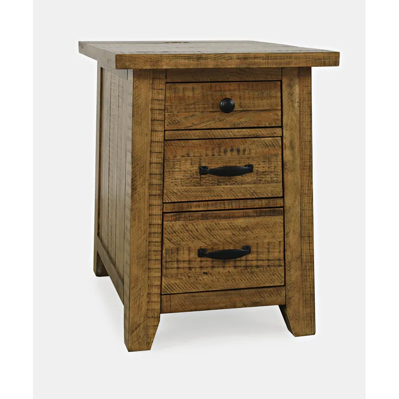 Telluride Rustic Farmhouse Solid Wood USB Charging Chairside End Table